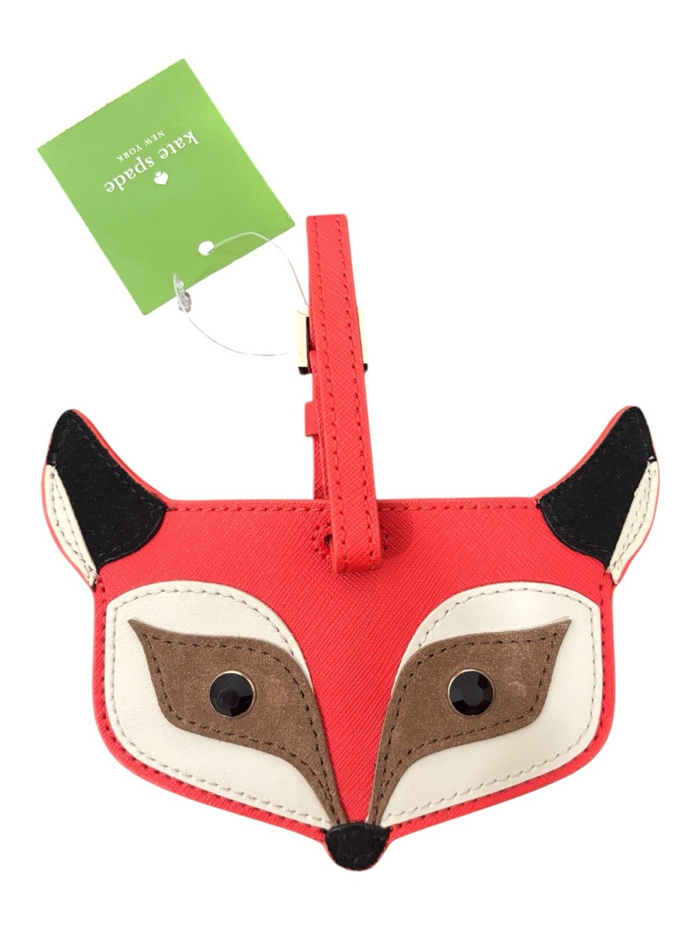 Kate Spade Fox Luggage Tag Blaze a Trail Fox Multi Red Cream NWT